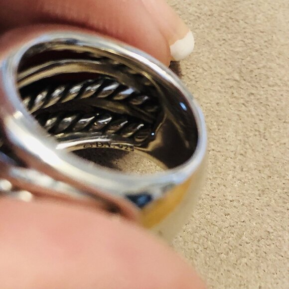 David Yurman Wide Cross Over Sterling Silver Cable Band Ring Size 5 w/Pouch Mint - Picture 6 of 13